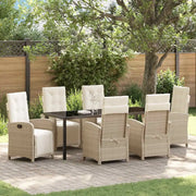 Set da Pranzo per Giardino con cuscino 7 pcs Beige polyrattan 3380335