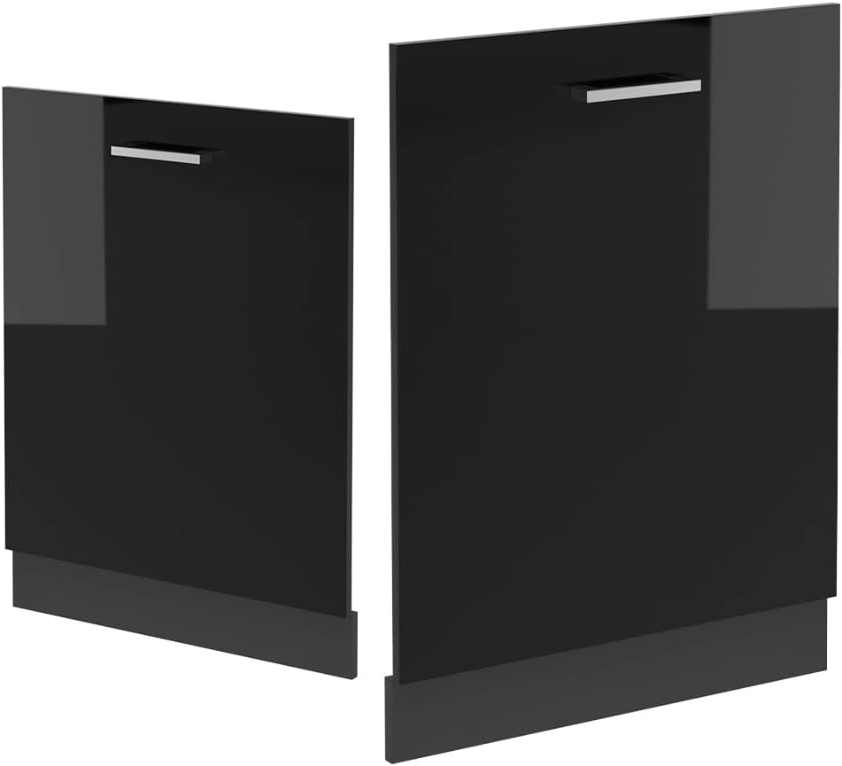 Pannello frontale della lavastoviglie R-Line, Nero lucido, 60 cm senza piano di lavoro, per la libera combinazione all'interno di sistemi cucina modulari