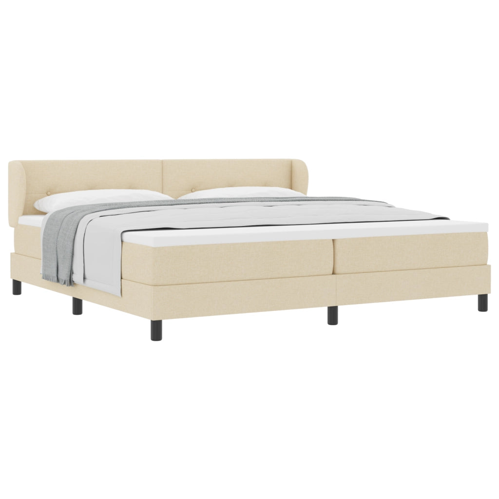 Letto Box Spring con Materasso Crema 200x200 cm Tessuto