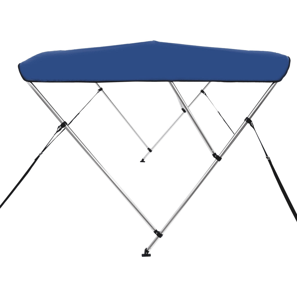 Bimini di Prua con Tendalino a 3 Archi-Tenda da Sole per Bimini di Prua Blu 183x180x137 cm