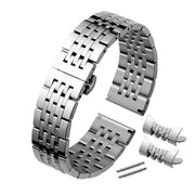 Cinghia di sostituzione con chiusura a "butterfly" in acciaio inox lucidato - Argento [Cinghia in acciaio] - Interfaccia piatta 20 mm - Interfaccia curva gratuita