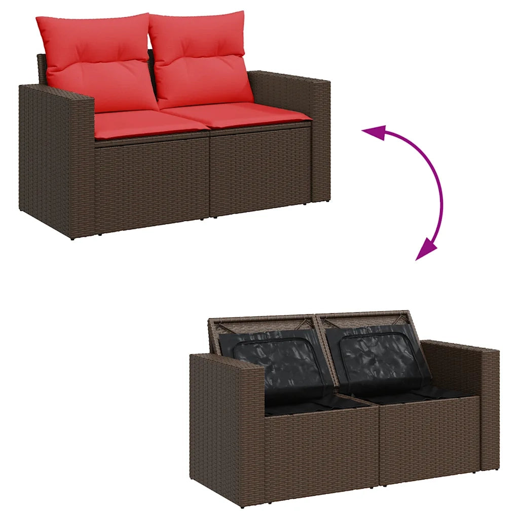 Set Divani Giardino 9 pz con Cuscini Marrone Polyrattan Acacia 3326345