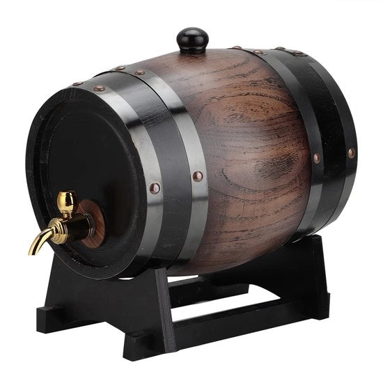 Vaso da Vino 3L - Legno di Quercia - Nero a Strisce - Rivestimento di Alluminio - Sostenibile - Ideale per Diversi Tipi di Vino - Vaso da Bevande