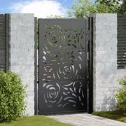 Cancello da giardino nero 100x150 cm in acciaio con design a fiamma 4100991