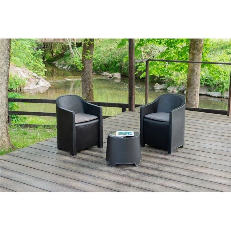 MAURY'S SALOTTINO LUNA ANTRACITE CON 2 POLTRONE E TAVOLINO CON CUSCINI