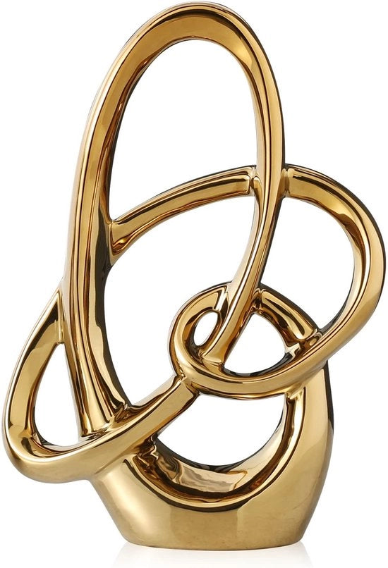 Decorazione da Tavolo in Ceramica con Finitura Lussuosa in Oro - Arte Abstracta - Decorazione per la Sala da Pranzo - Scultura Decorativa - Punto di Focalizzazione Elegante