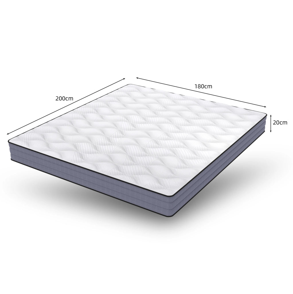 Materasso a molle insacchettate a 7 zone in memory foam; bianco e grigio