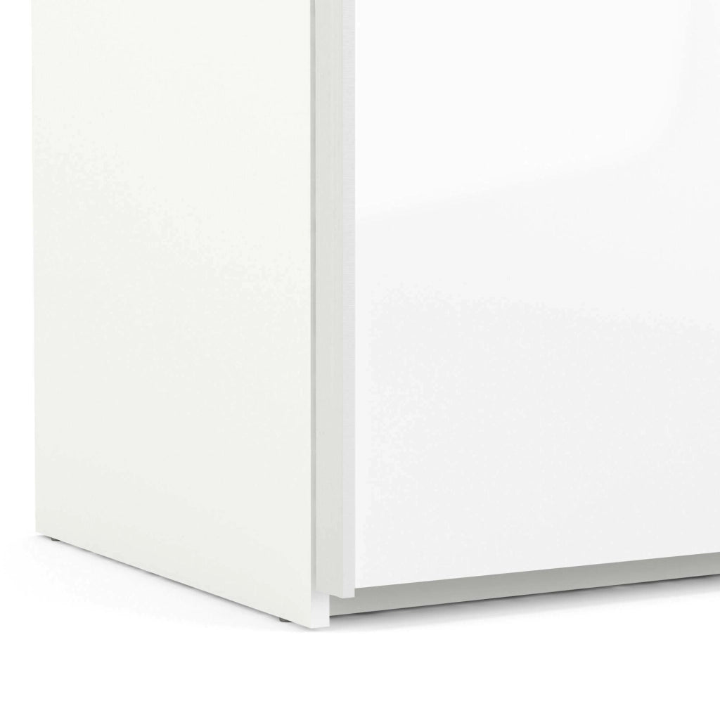 Guardaroba 2 ante Badesse, Mobile camera da letto, Cabina armadio portabiti, Armadio appendiabiti, 243x61 h220 cm, Bianco lucido