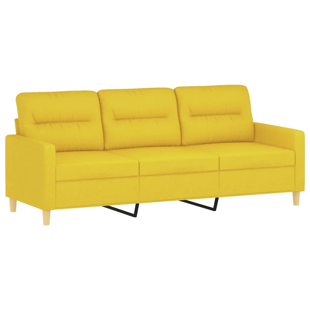 Divano a 3 Posti con Cuscini Giallo Chiaro 180 cm in Tessuto 3200834