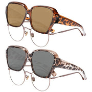 Sole bracciale polarizzato - Sole uomo/donna - Protezione UV - 2 Paia - Disegno leopardo - Montatura extra grande