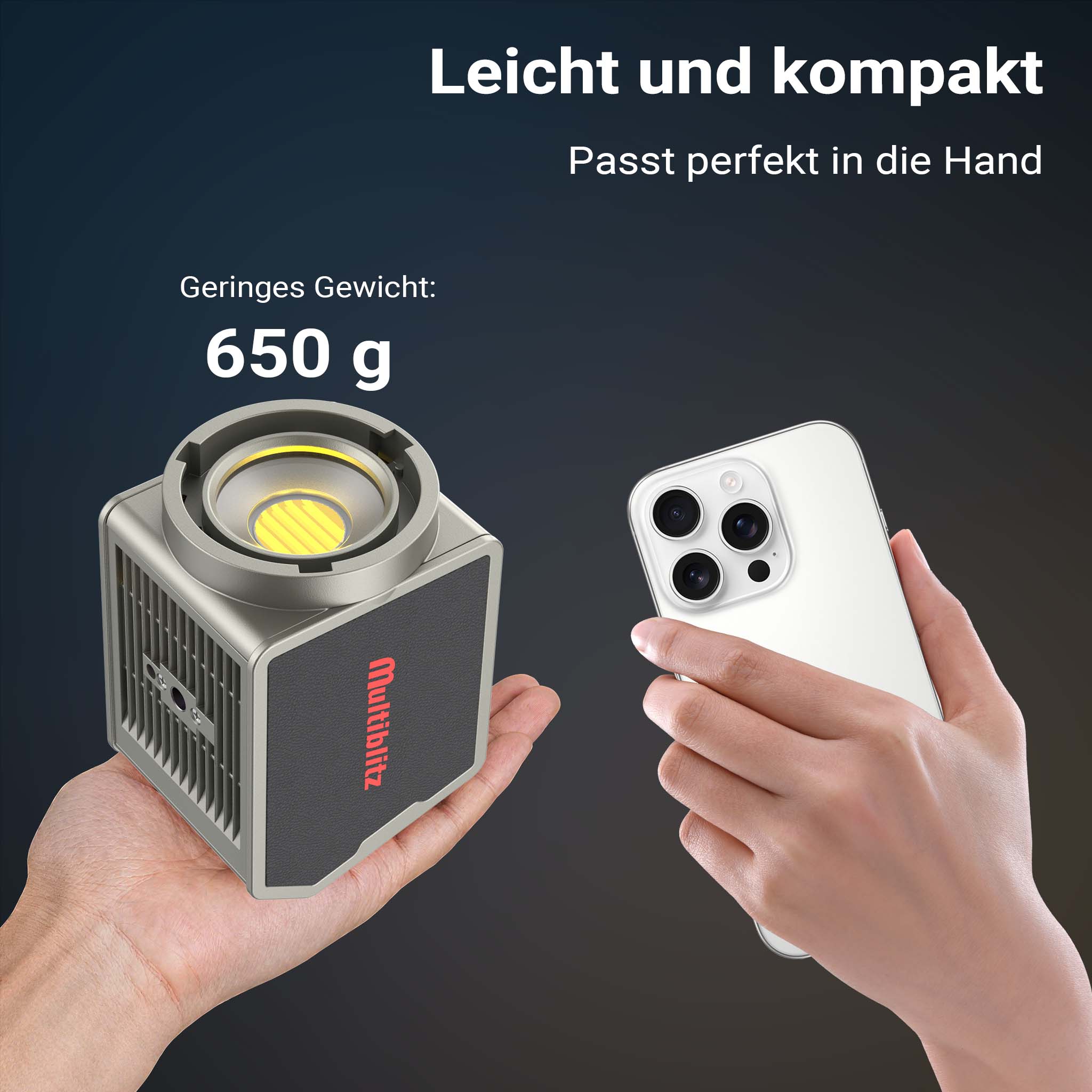 Multiblitz MB-PL Luce led portatile per fotografia 60W, Bicolore con temperatura da 2700K a 6500K, Batteria ricaricabile USB