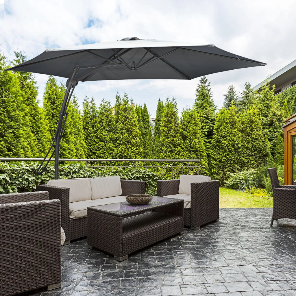 Ombrellone da Giardino ?293cm con Base a Croce ¨C zephmum ¨C Grigio Scuro Antracite