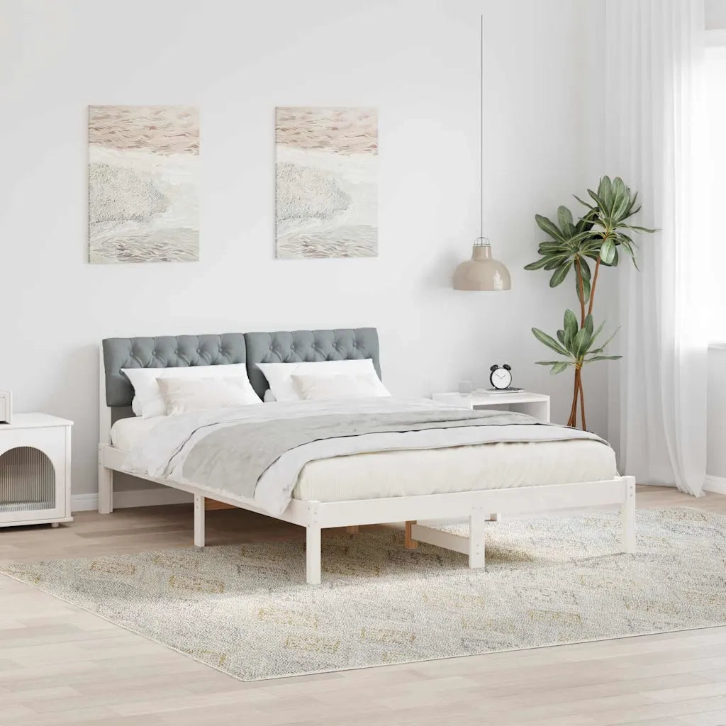 Struttura del Letto Bianco e grigio chiaro 150 x 200 cm 878603