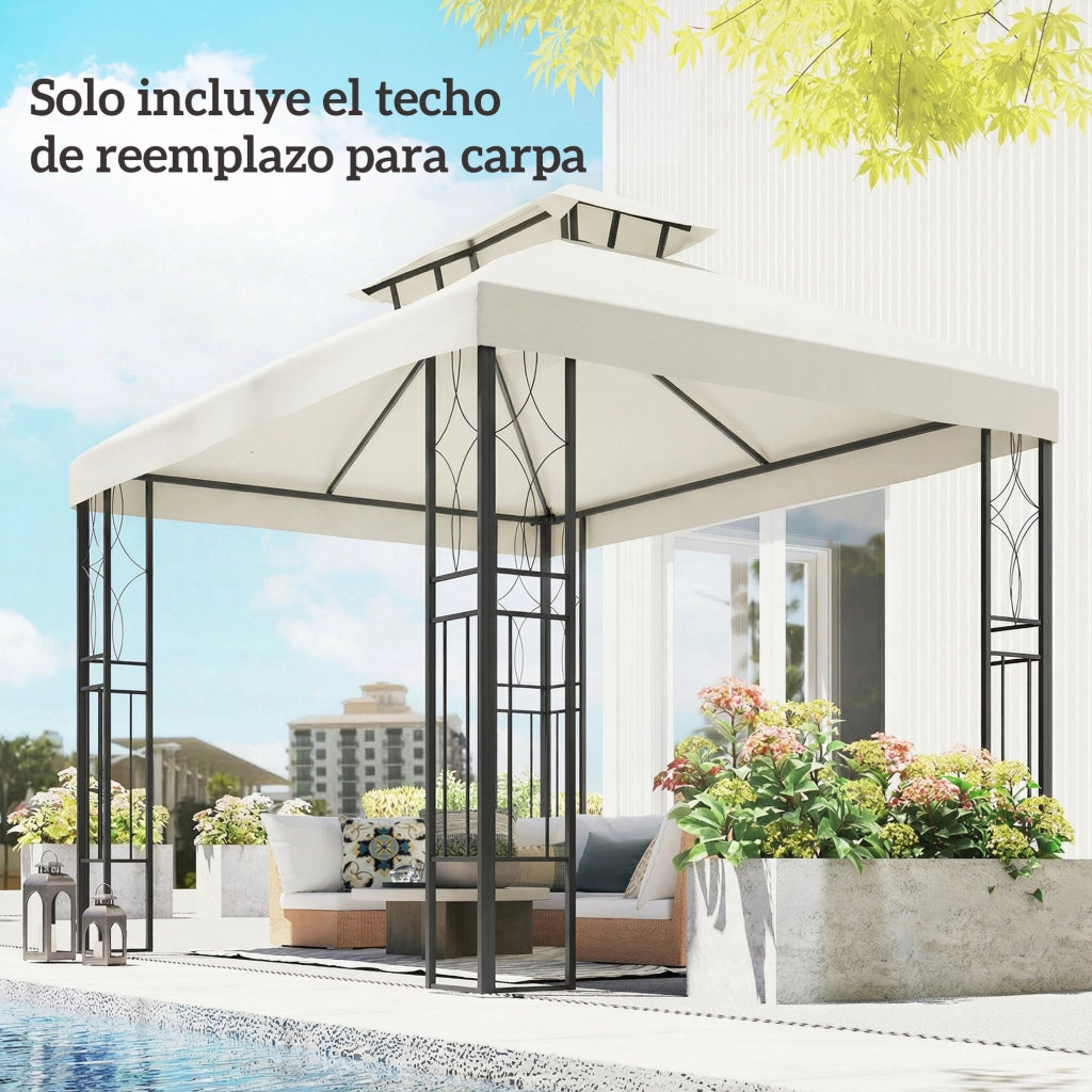 Toldo 4x3 m ¨C zephmum ¨C Crema, Tessuto, Doppio Tetto, Drenaggio, UV