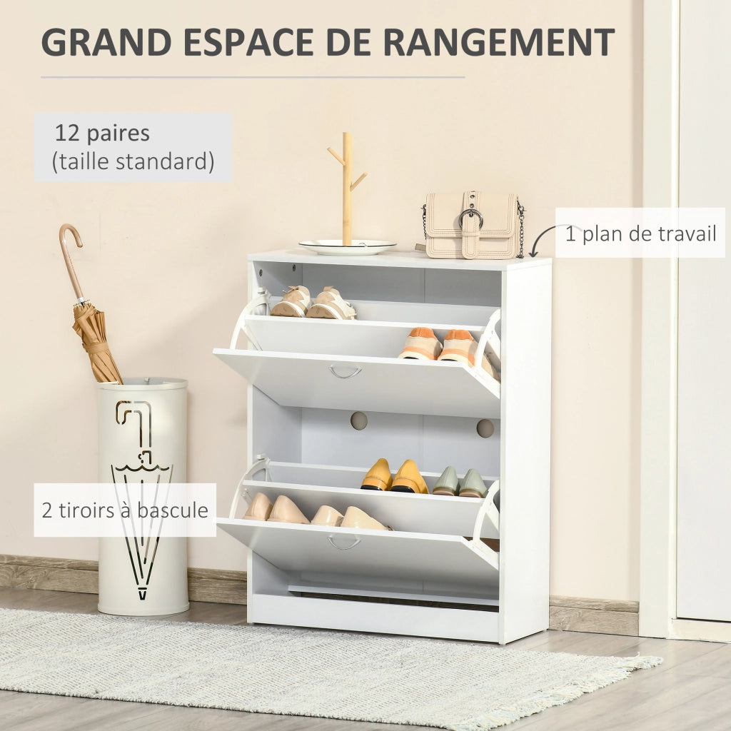 Armadio per Scarpe ¨C zephmum ¨C 60x24x80 cm, bianco, 2 ante