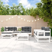 Set Salotto da Giardino 7 pz Bianco in Legno Massello di Pinocod mxl 69967