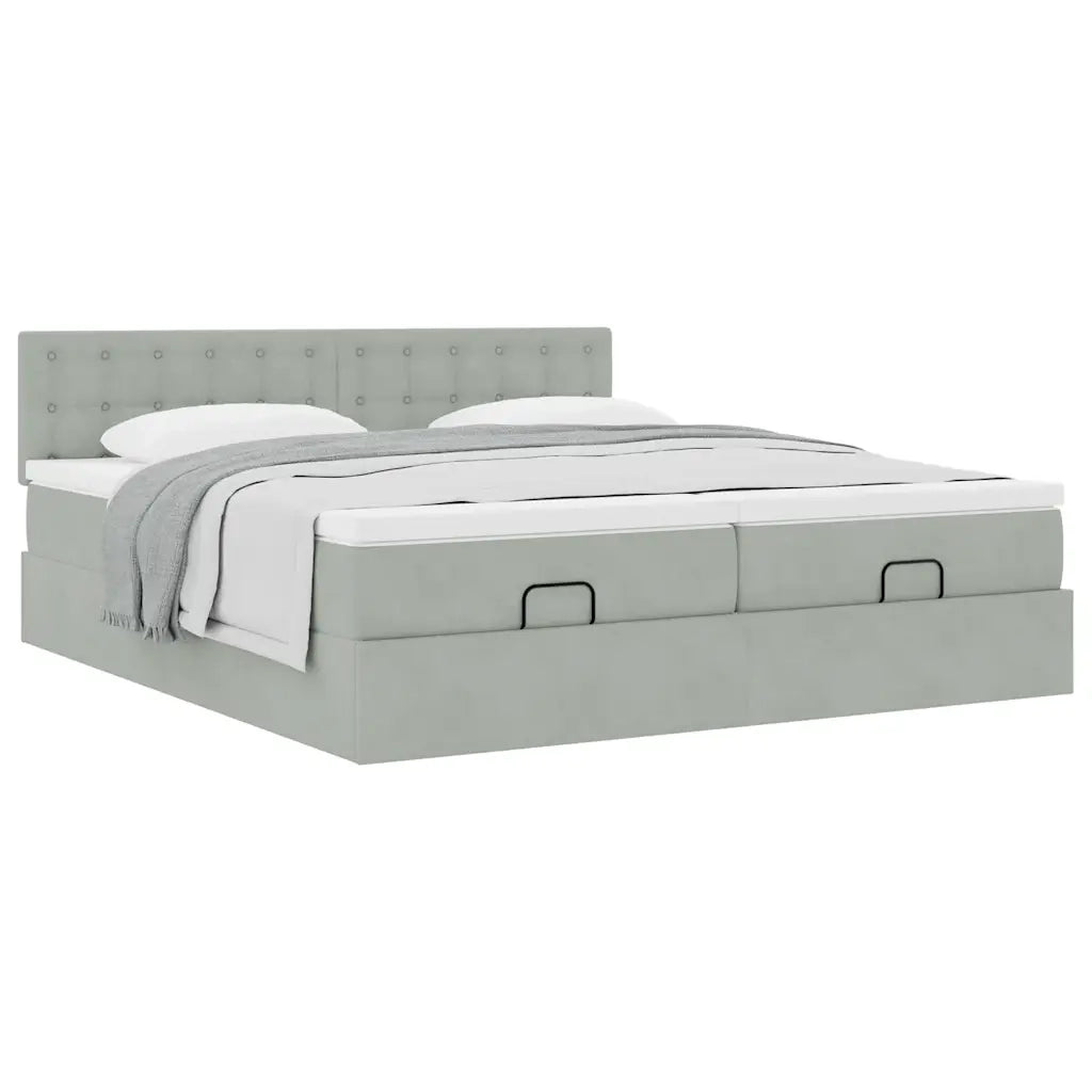 Struttura Letto Pouf con Materassi 160x200 cm in Velluto