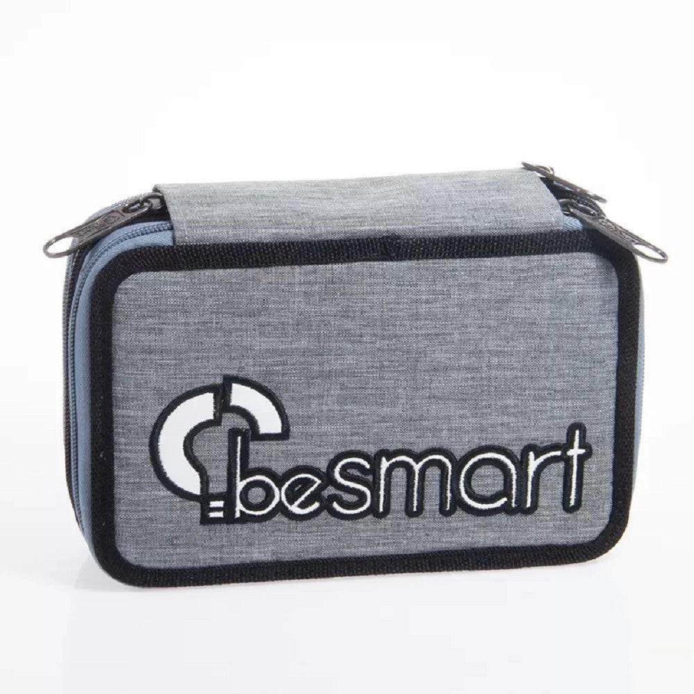 Trade Shop - Astuccio Portapastelli Triplo York Grigio Chiaro Be Smart Penne Accessori Scuola -
