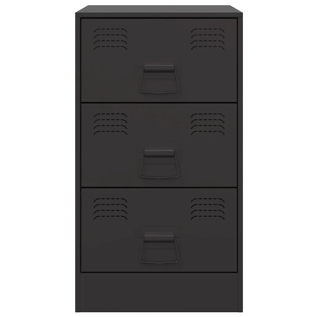 Comodino Nero 34,5x39x62 cm in Acciaio