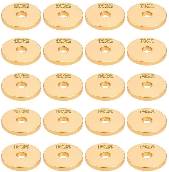 Kralen 20 pezzi - Platte ronde kralen 4 mm - Argento sterling - Echt oro - Spacer kralen - Per creare gioielli