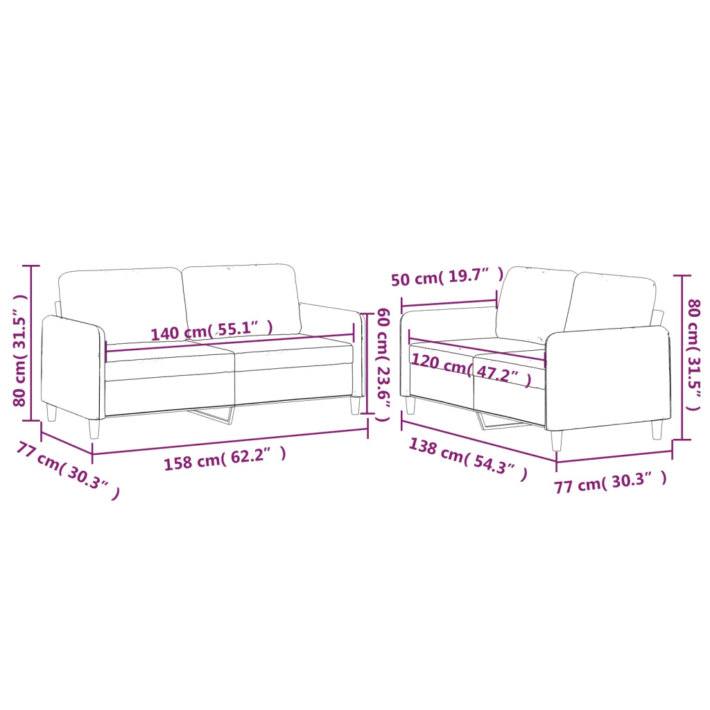 Set di Divani 2 pz con Cuscini Grigio Scuro in Tessuto 3202087