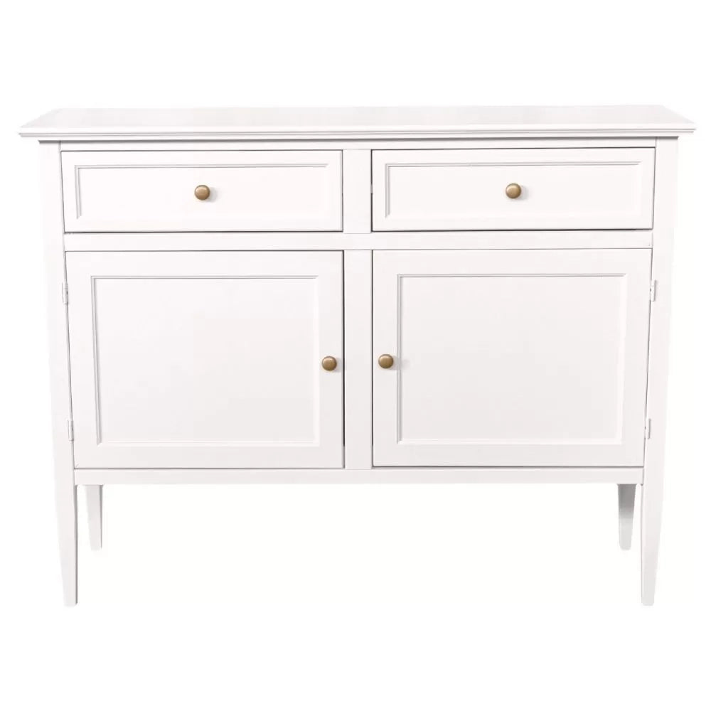 Madia credenza 2 porte 2 cassetti legno shabby bianco 110x35x83 - Mobili 2G