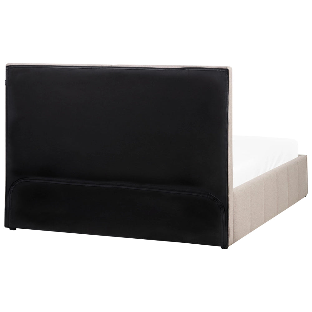 Letto matrimoniale con contenitore rivestito in tessuto tortora 160 x 200 cm camera da letto elegante
