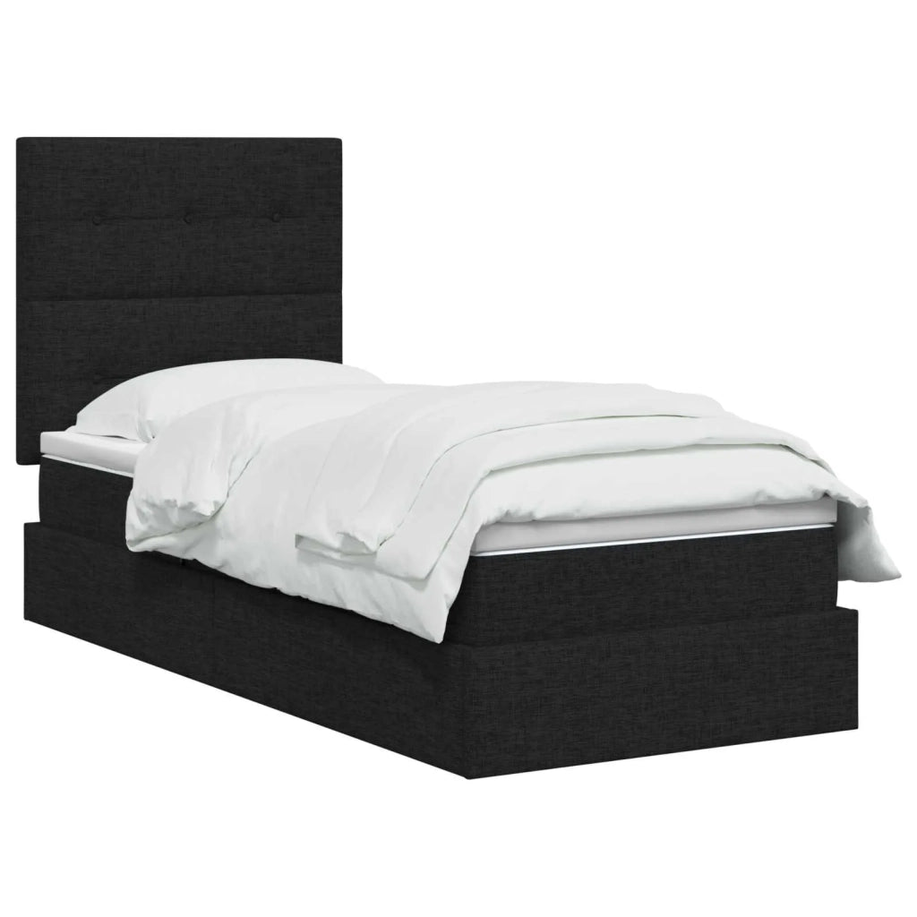 Letto con contenitore e materasso Nero 100 x 200 cm Tessuto 3459485