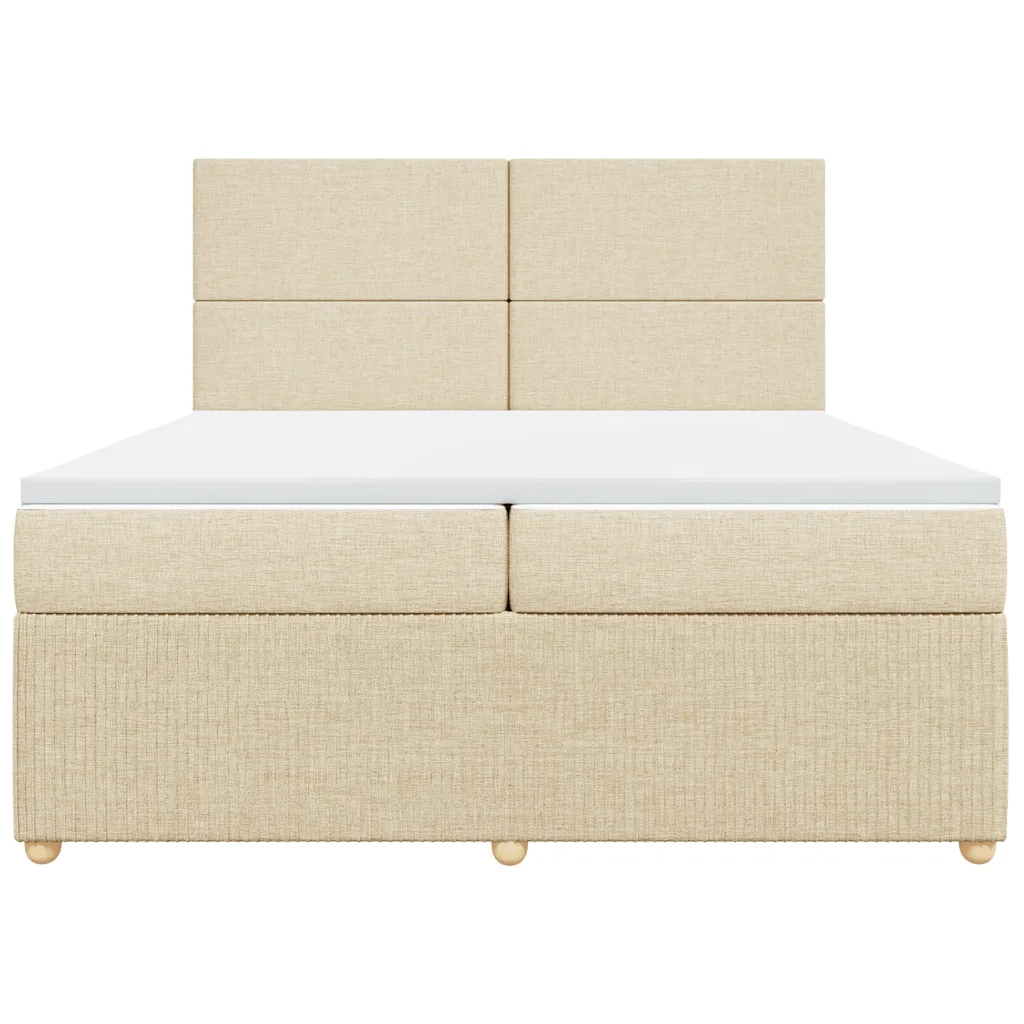 Giroletto a Molle con Materasso Crema 200x200 cm in Tessuto