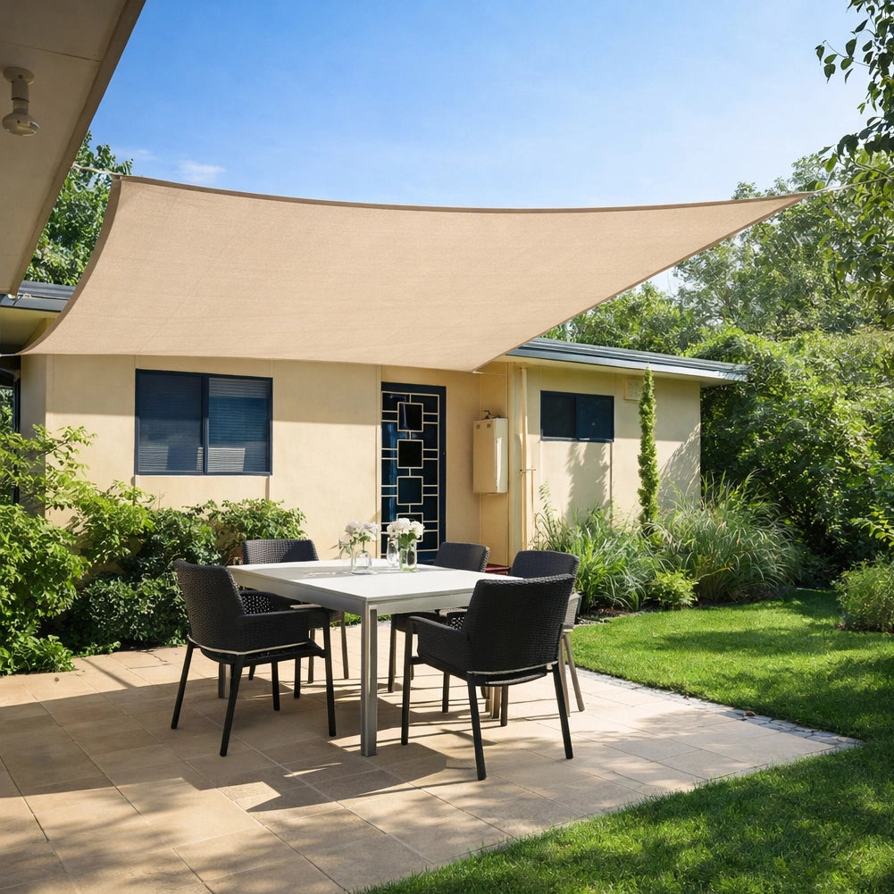 Tenda Vela Parasole 3 x 4 Metri Rettangolare Telo Ombreggiante da Giardino Ecru