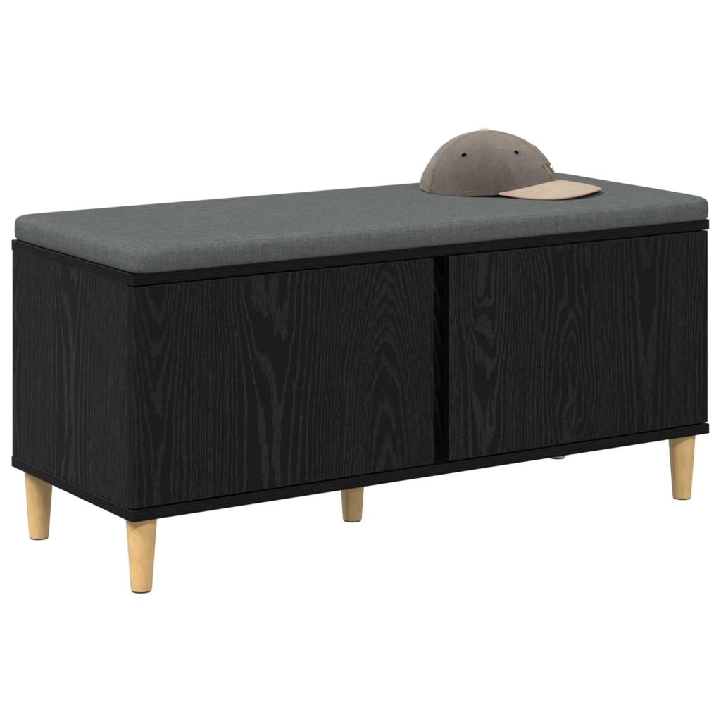 Panca per ingresso con cuscino Rovere Nero 100 x 38 x 46 cm