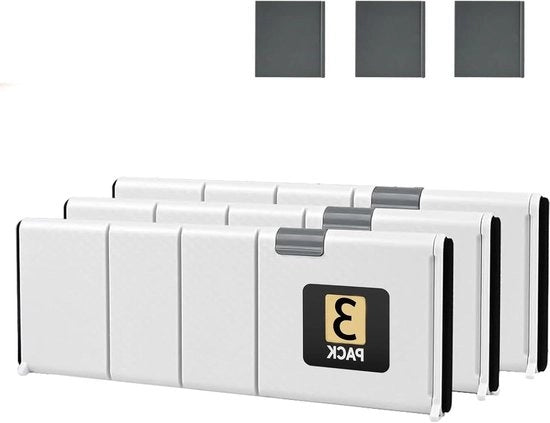 Divisori di Cassetto Riscaldabili per Armadio e Cucina - 3 Pezzi con Divisori di Cassetto Regolabili, Bianco
