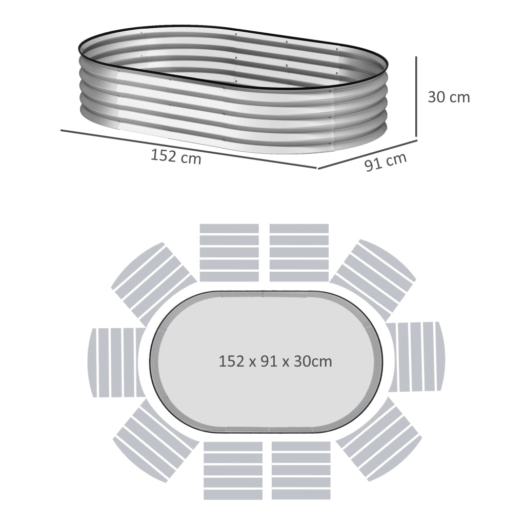 Letto Giardino rialzato ¨C Zephmum ¨C Acciaio galvanizzato 152x91x30 cm Argento