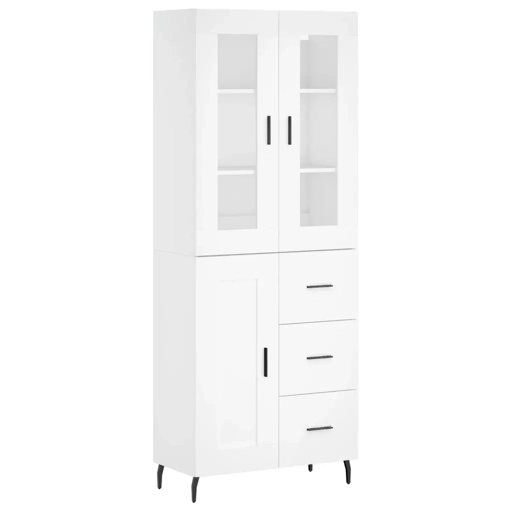 Credenza-Buffet-Armadio da cucina Bianca 69,5x34x180 cm in Legno Multistrato 245214