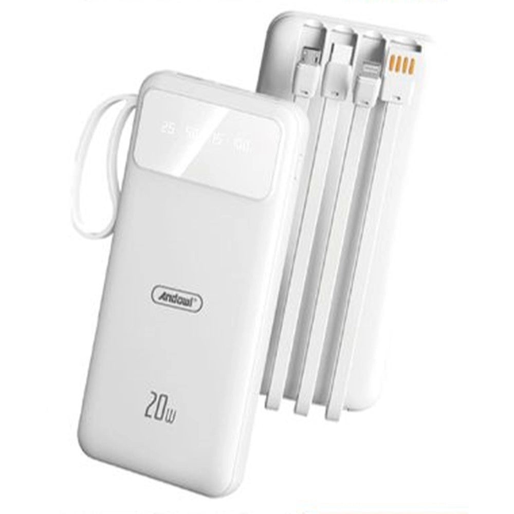 Trade Shop - Power Bank Portatile 15000 Mah Ricarica Rapida 20w Con Cavi Integrati Design Sicuro Q-dc405 -