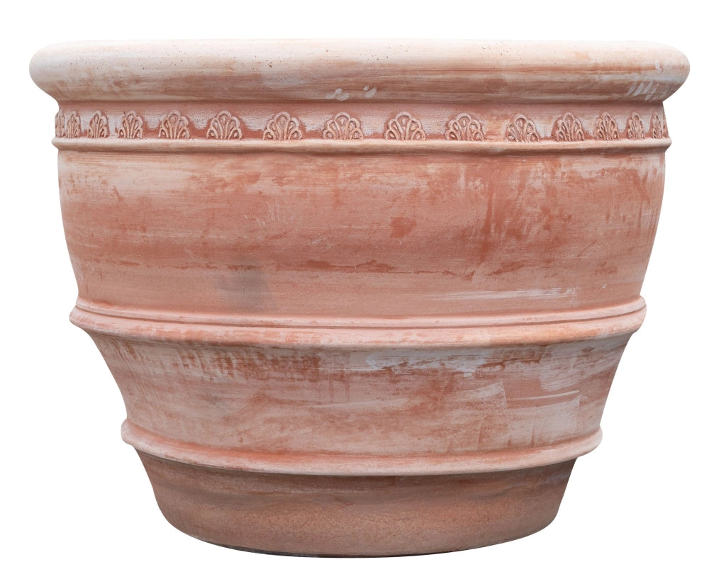 Biscottini Vaso in terracotta Galestro festonato 100% Made in Italy, interamente fatto a mano