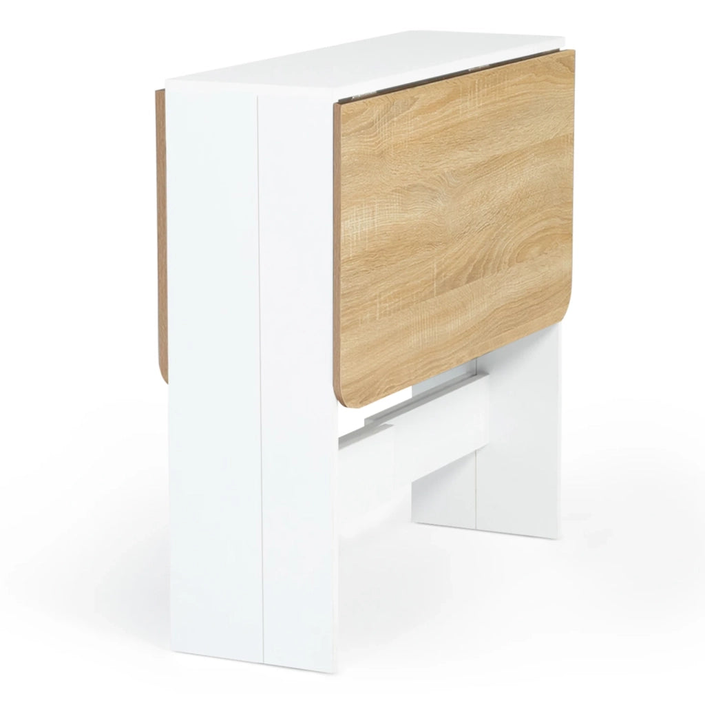 IDMarket - Tavolo consolle pieghevole EDI 2-4 persone piano in legno di faggio bianco