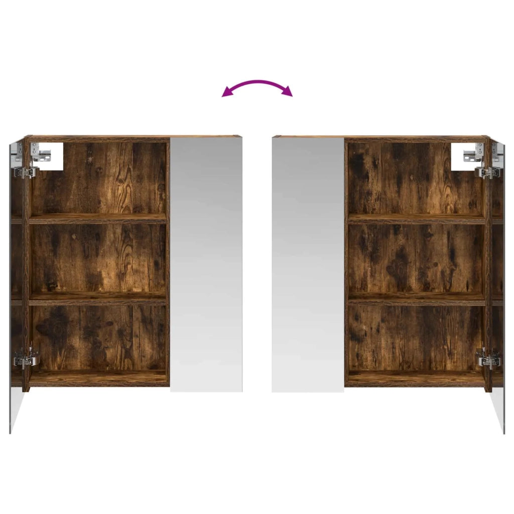 Mobiletto per specchio da bagno Rovere fumé 60 x 14,5 x 70 cm 889059
