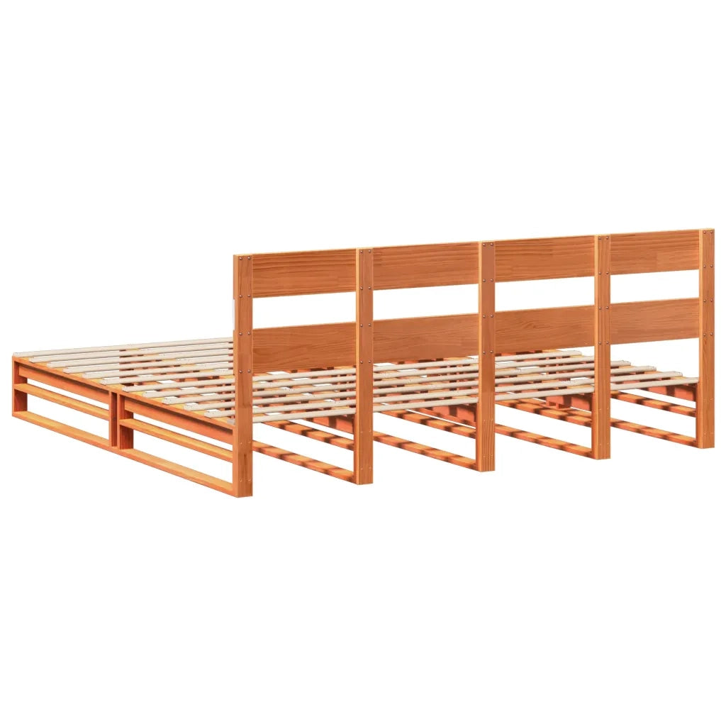 Letto senza Materasso-Struttura Letto Marrone Cera 200x200 cm in Legno di Pino 225983