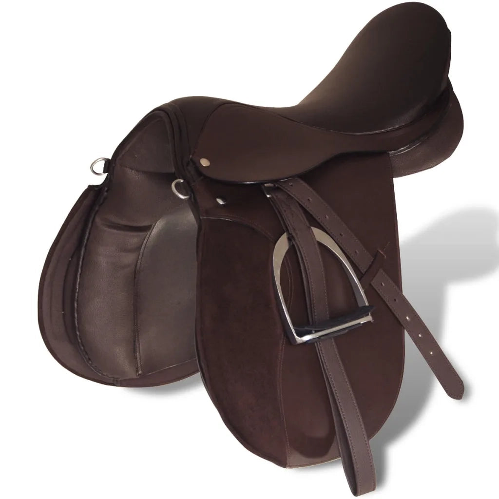 Set Sella Equitazione 17,5" in pelle naturale Marrone 18 cm 5-in-1 CFW2160655