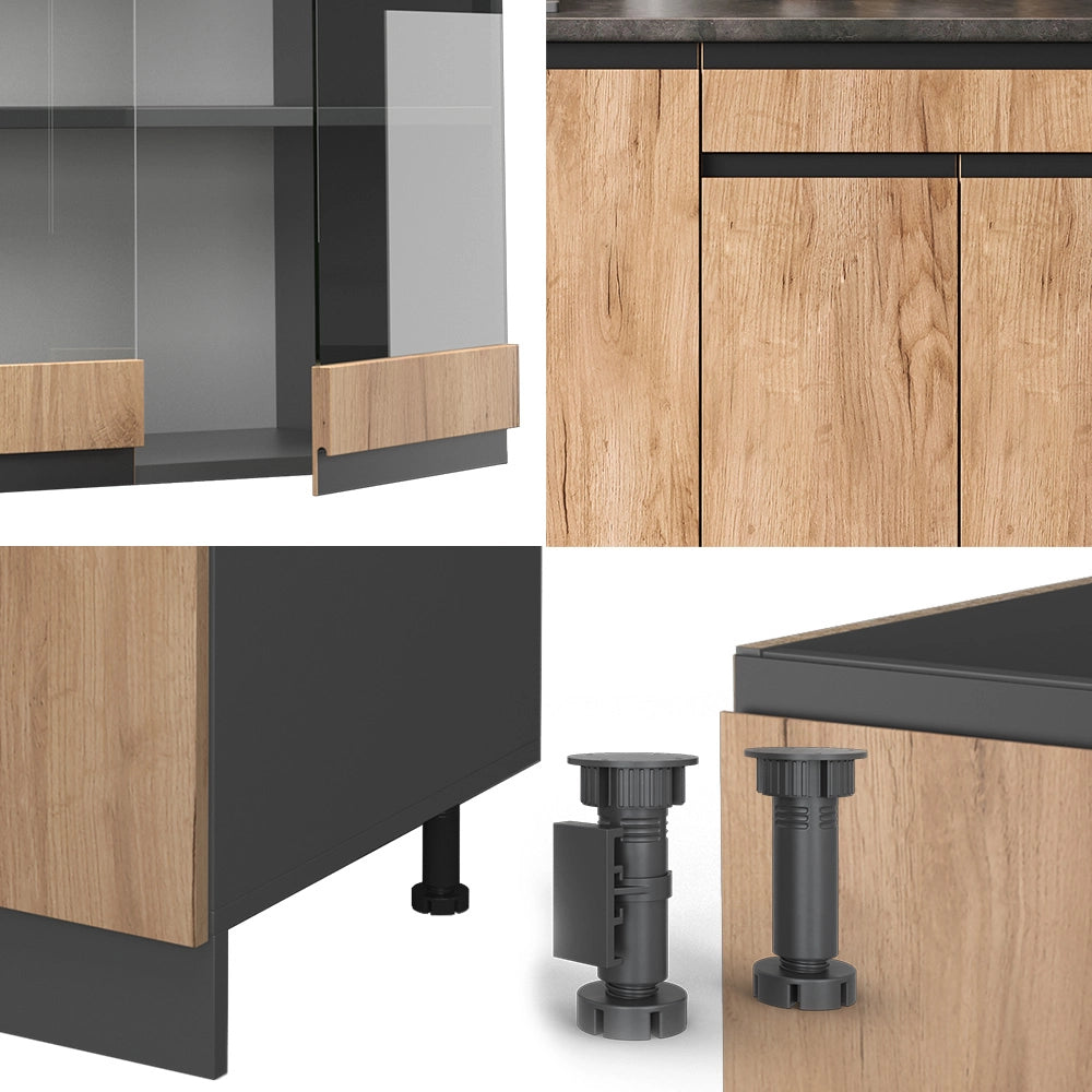 Vicco Cucina completa Quercia dorata/antracite 140 cm Forma a J