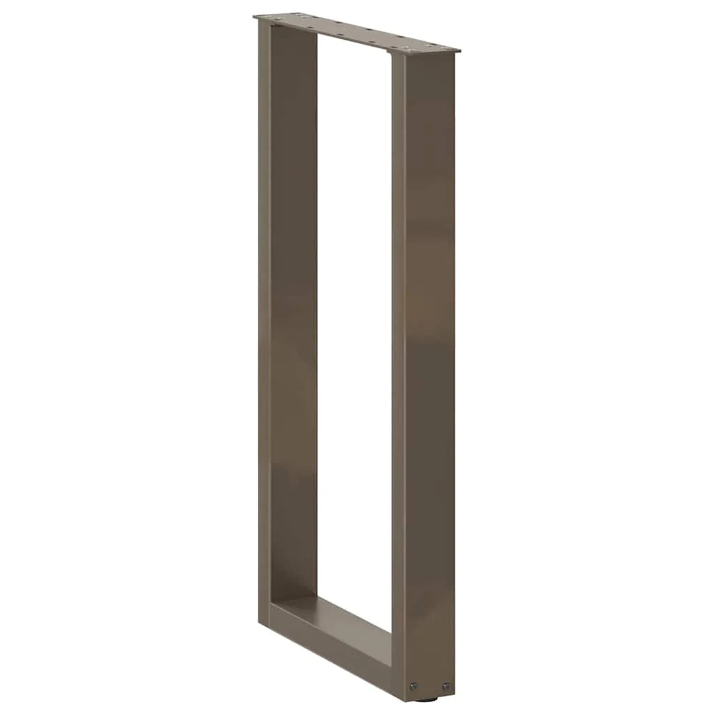Set di 2 gambe per tavolo da bar a forma di U 40 x 90-91 cm con piedini regolabili stile moderno acciaio naturale 02_0057459