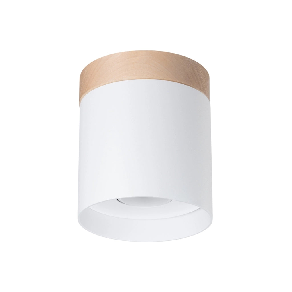 Spot soffitto BARREN bianco/legno Ø12cm 1xGU10 10W