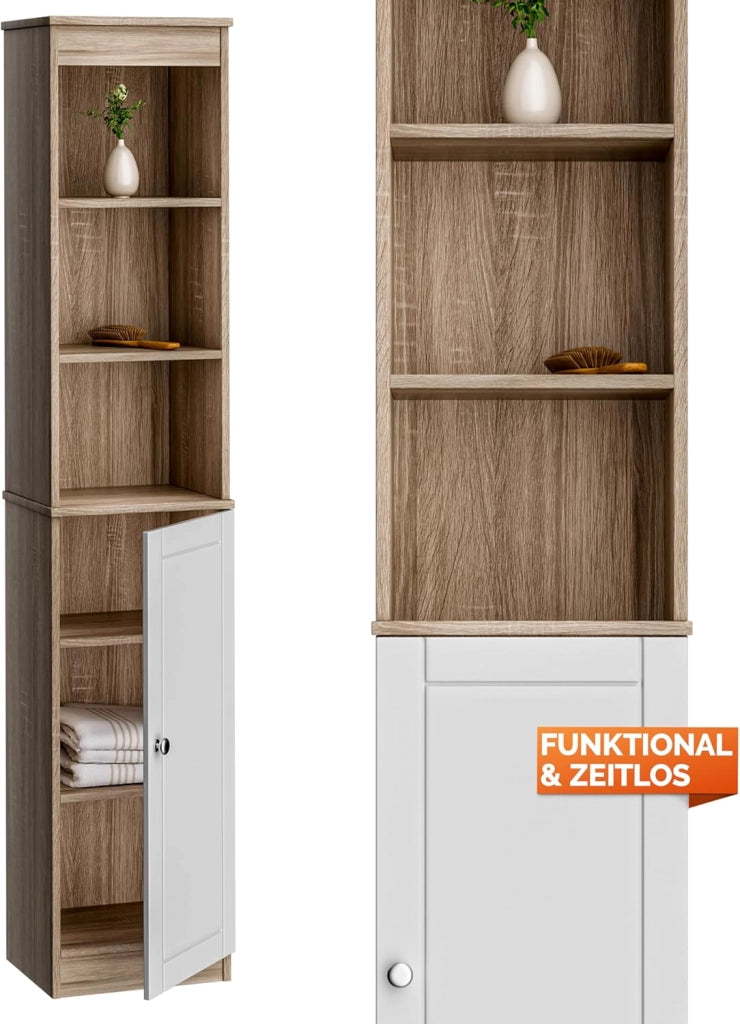 Casaria® Mobile Alto Bagno 6 Ripiani 170x34x26cm Armadio Salvaspazio Mobiletto Asciugamani Mobili a Colonna Arredo Bagno Mobiletti Salvaspazio