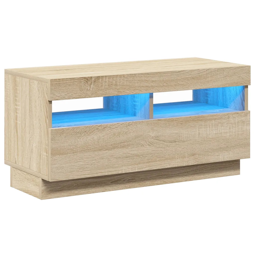 Mobile Porta TV con Luci LED-Credenza per TV Rovere Sonoma 80x35x40 cm