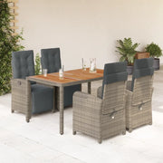 Set da Pranzo da Giardino 5 pz con Cuscini in Polyrattan Grigiocod mxl 93196