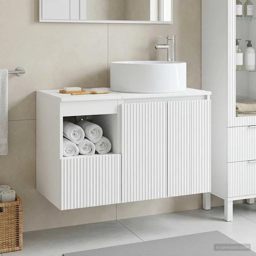 Set di mobili per il bagno 2 pz Bianco Legno ingegnerizzato 3404104