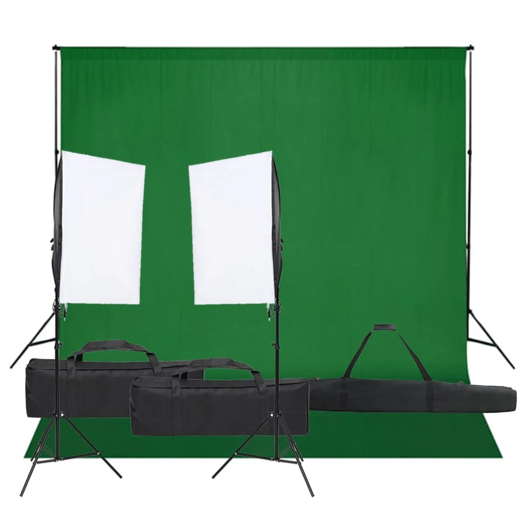 Kit per studio fotografico con illuminazione e fondale nero 02_0042402