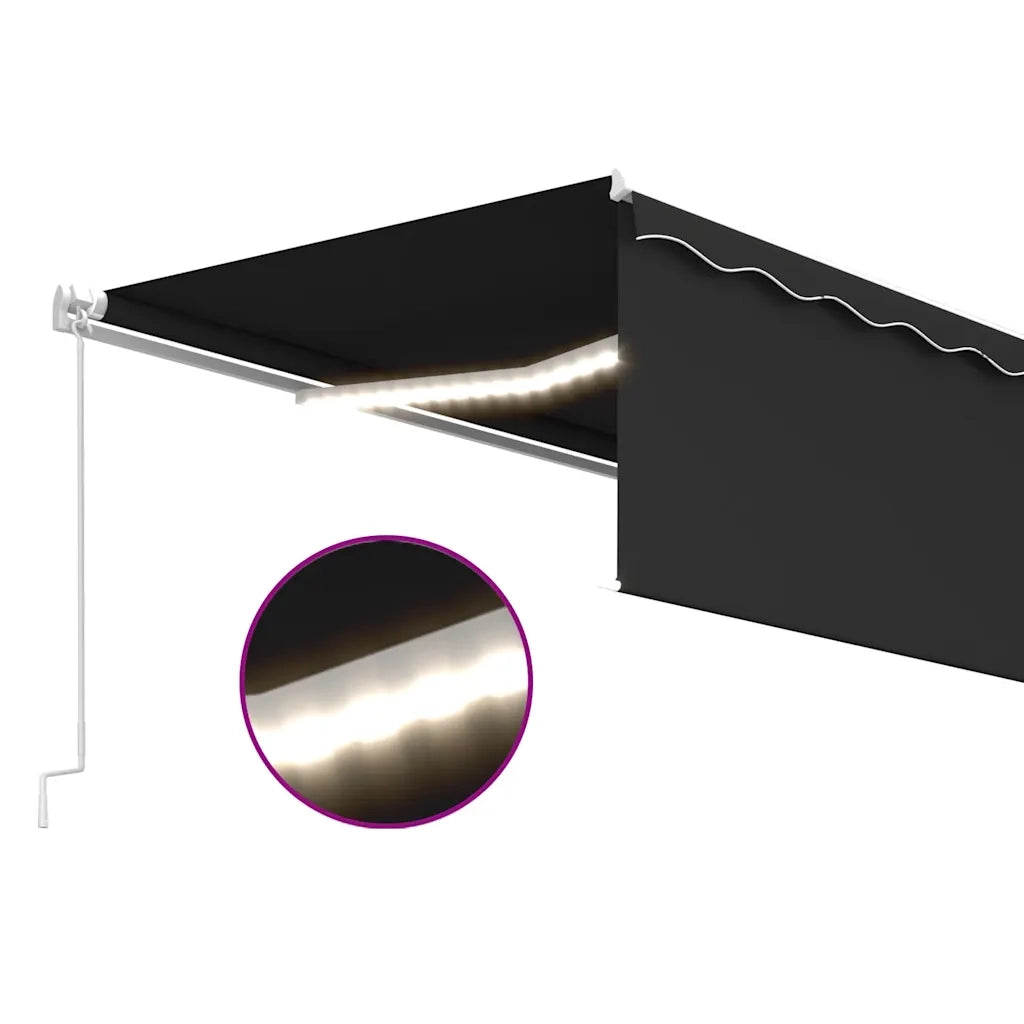 Tenda Sole Retrattile Manuale Parasole LED 5x3m Antracite 3069344