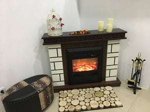 Camino Elettrico da Pavimento 87,4x108x24,5 cm Effetto Fiamma 2000W Nazarii mini & Cristina Noce
